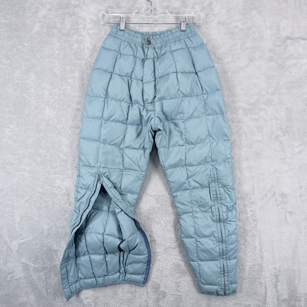 Eddie Bauer Goose Down Pants Womens Small Light Blue Vintage Quilted Expedition